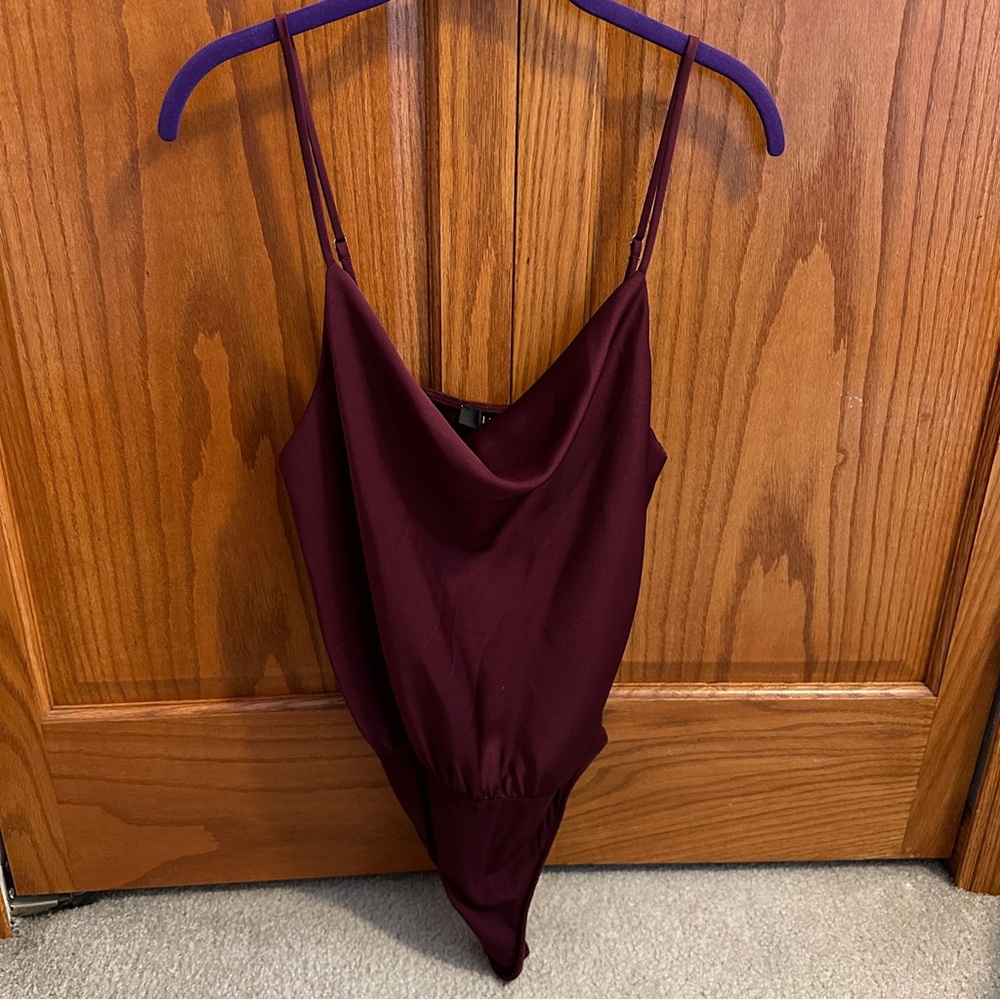 NWT Lulu’s Burgundy Spaghetti Strap Bodysuit